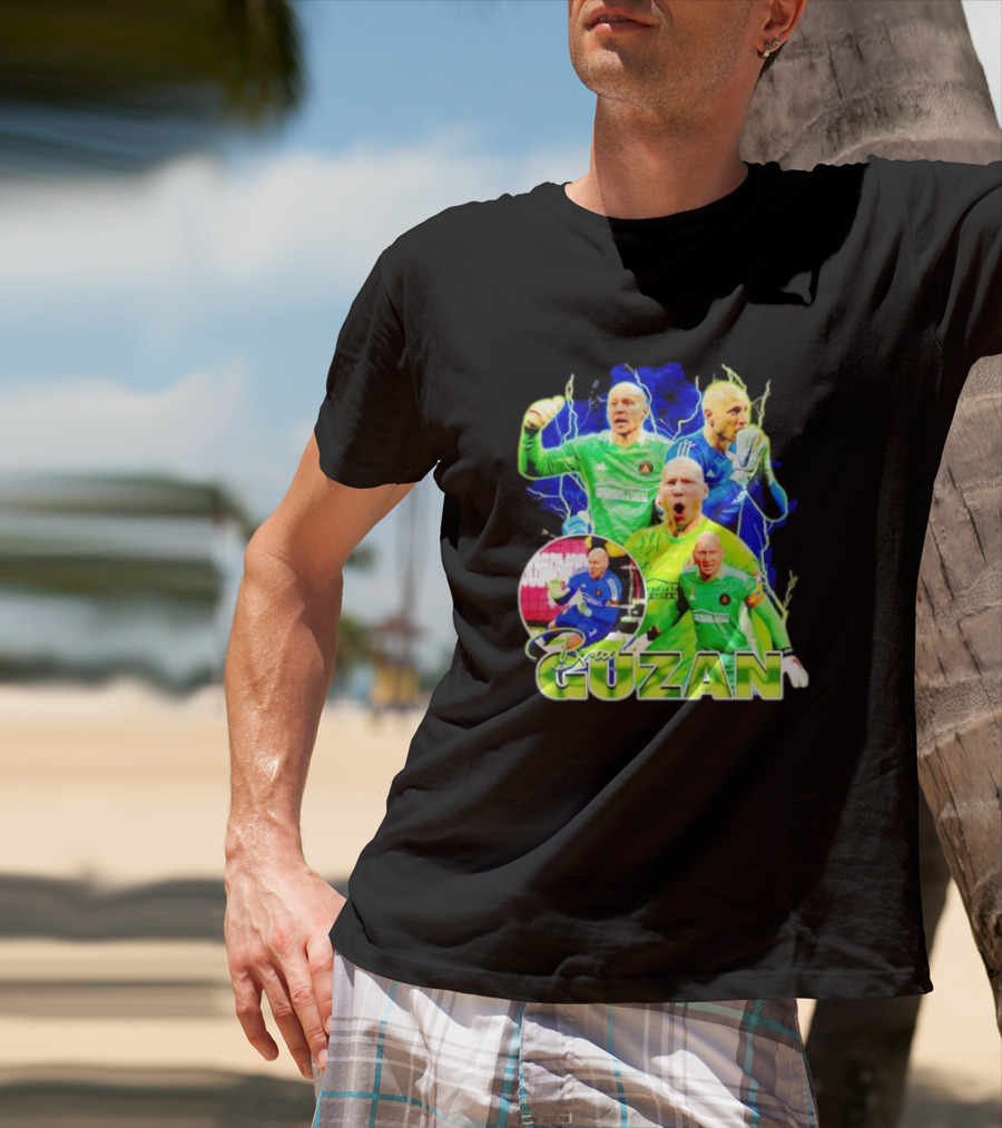 Brad Guzan Atlanta United Green And Blue Lightning Soccer Montage T-Shirt