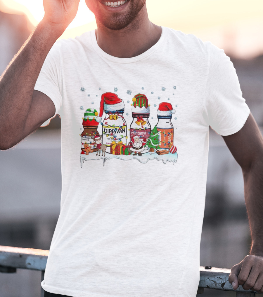 Santa Diprivan Fentanyl Christmas Bottles T-Shirt