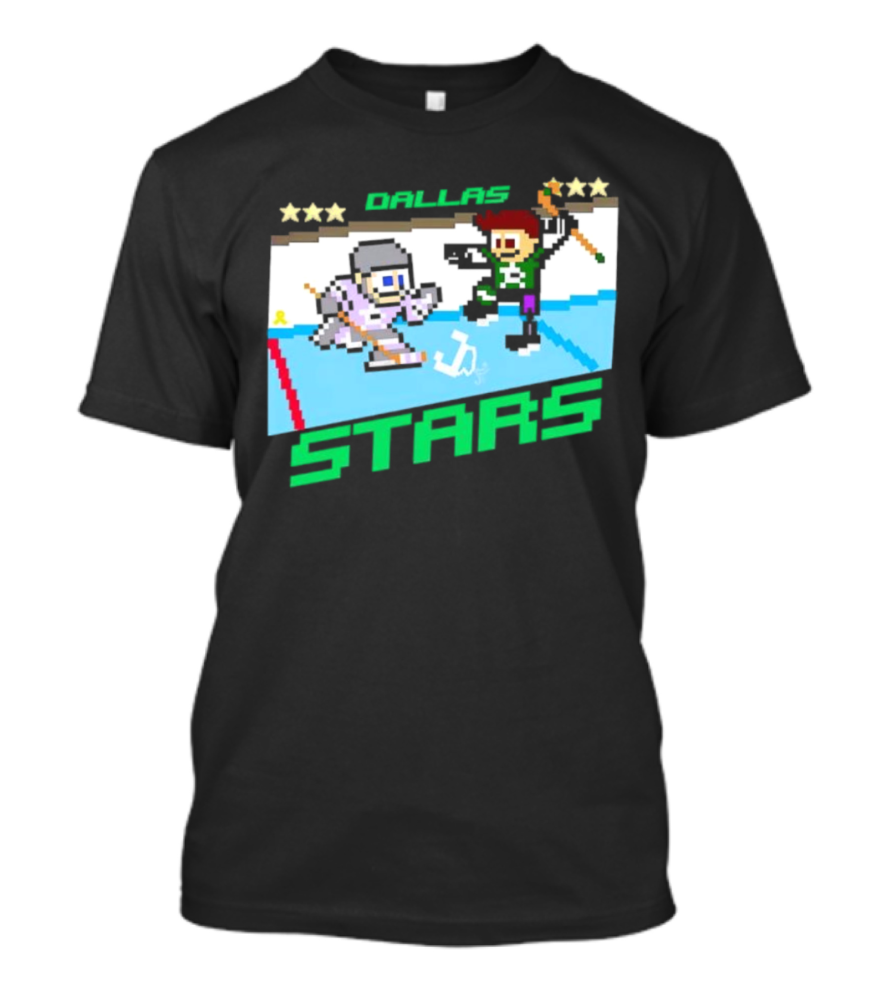 Dallas Stars Hockey Fights Cancer Pixel Art Jayden T-Shirt