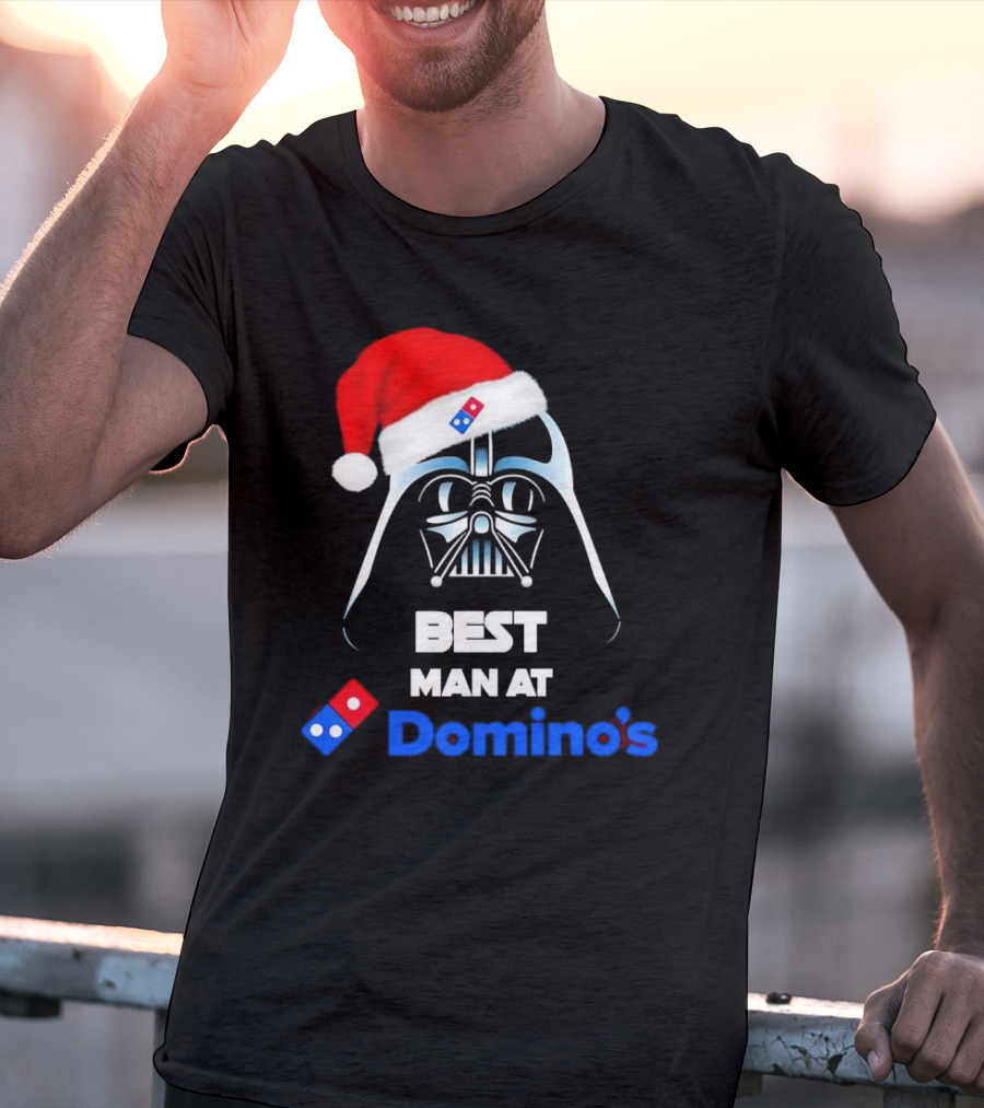 Darth Vader Santa Hat With Best Man At Domino's Christmas T-Shirt