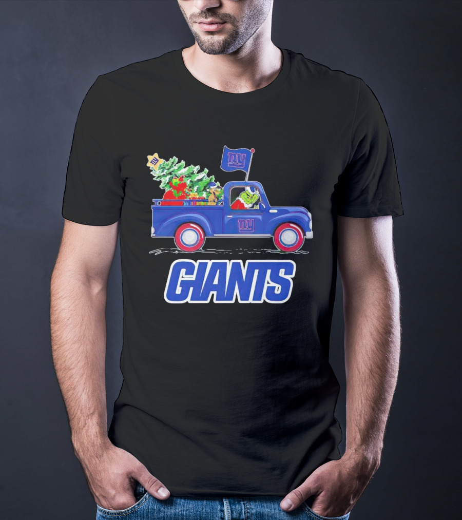 Grinch Driving Christmas Truck New York Giants Holiday T-Shirt