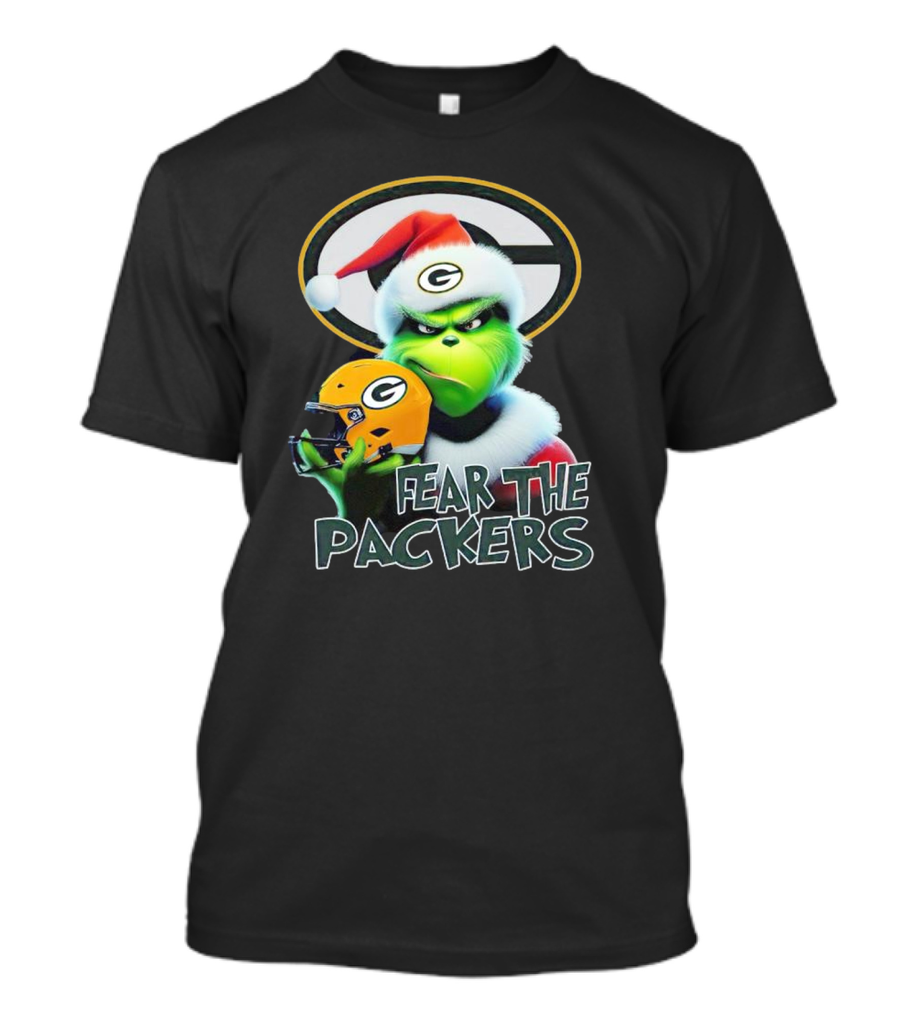 Grinch Fear The Green Bay Packers Christmas G Helmet T-Shirt