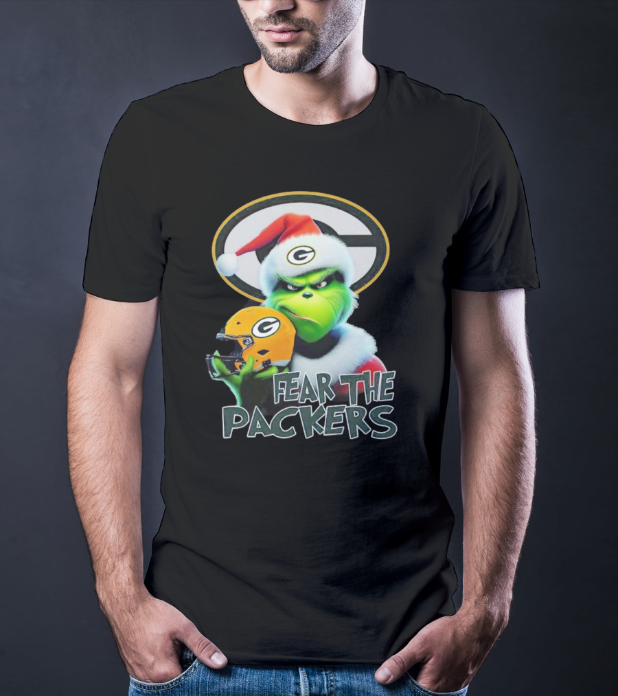 Grinch Fear The Green Bay Packers Christmas G Helmet T-Shirt