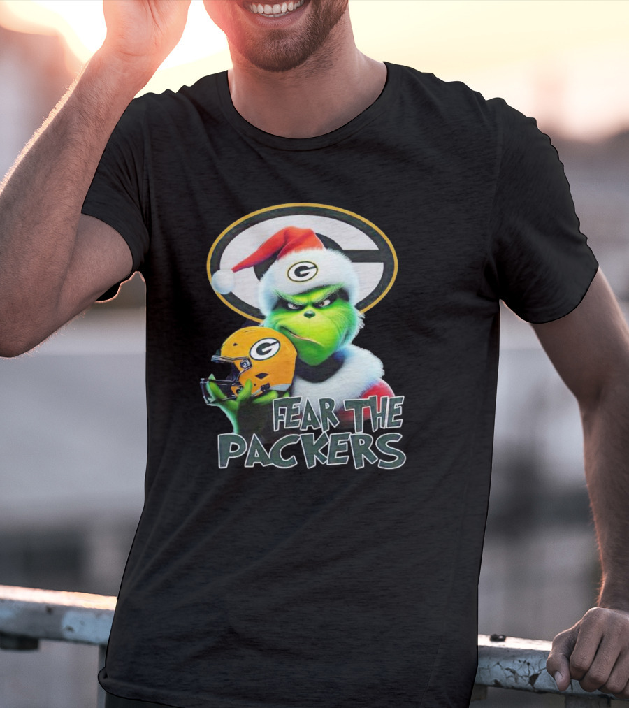 Grinch Fear The Green Bay Packers Christmas G Helmet T-Shirt