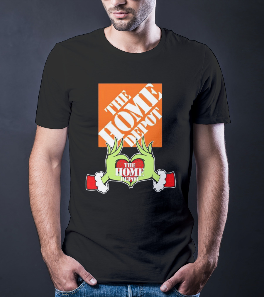 The Home Depot Christmas Grinch Green Hands Heart T-Shirt