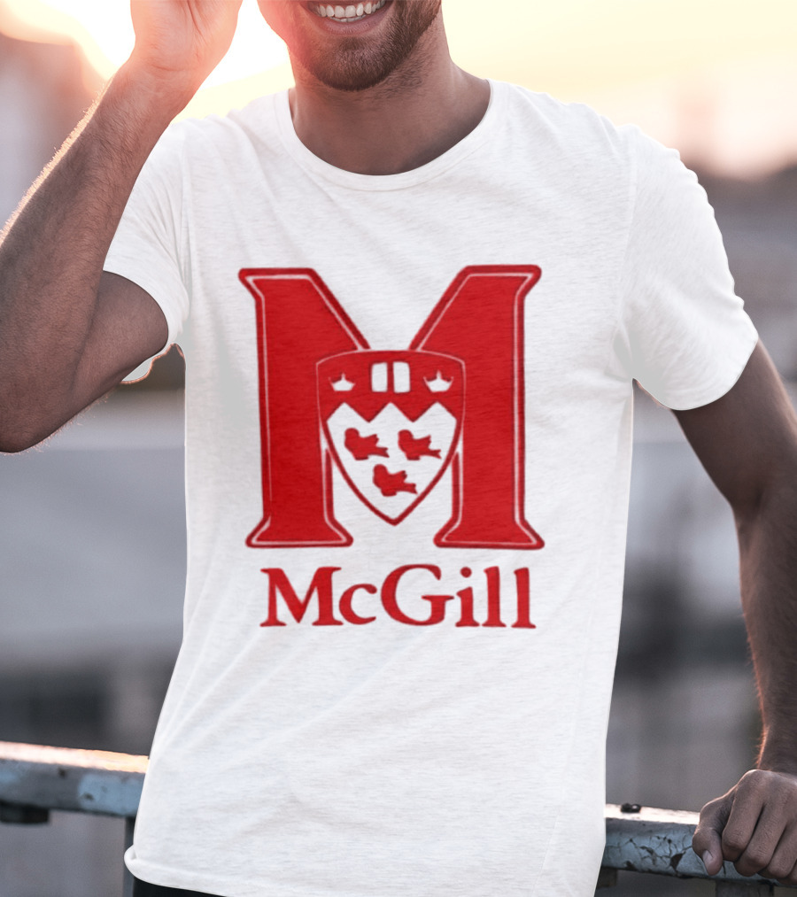 McGill University Large Red M And Shield Emblem T-Shirt