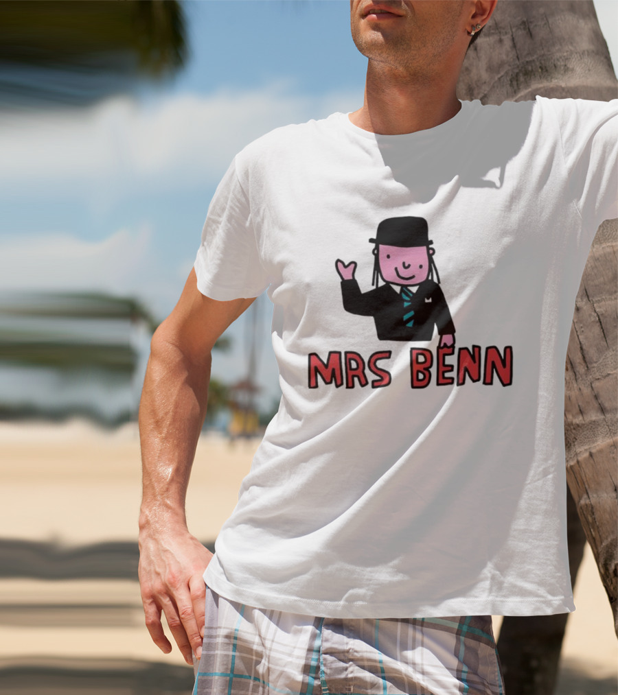 Mrs Benn Cartoon Character In Suit And Tie With Black Bowler Hat T-Shirt