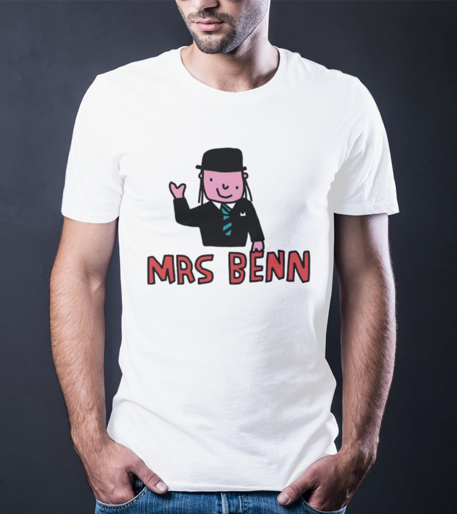 Mrs Benn Cartoon Character In Suit And Tie With Black Bowler Hat T-Shirt
