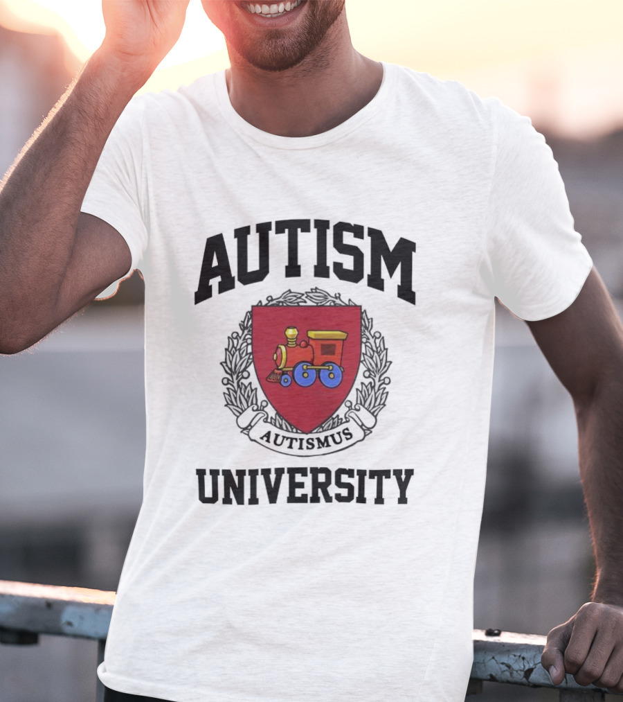 Autism University Autismus Red Shield Train Emblem T-Shirt