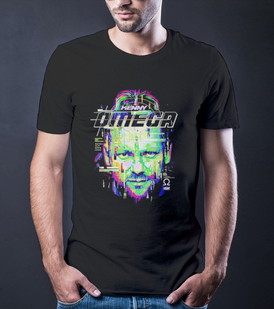 Kenny Omega Neon Glitch Portrait With Omega T-Shirt