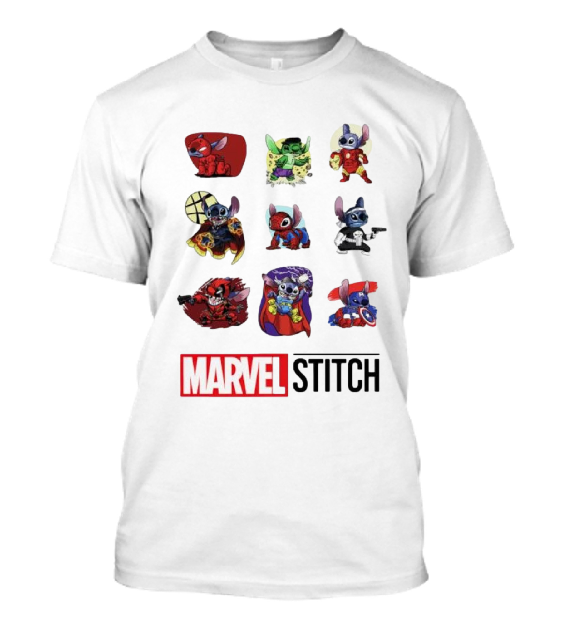 Marvel Stitch Super Hero Characters Collaboration Collection T-Shirt