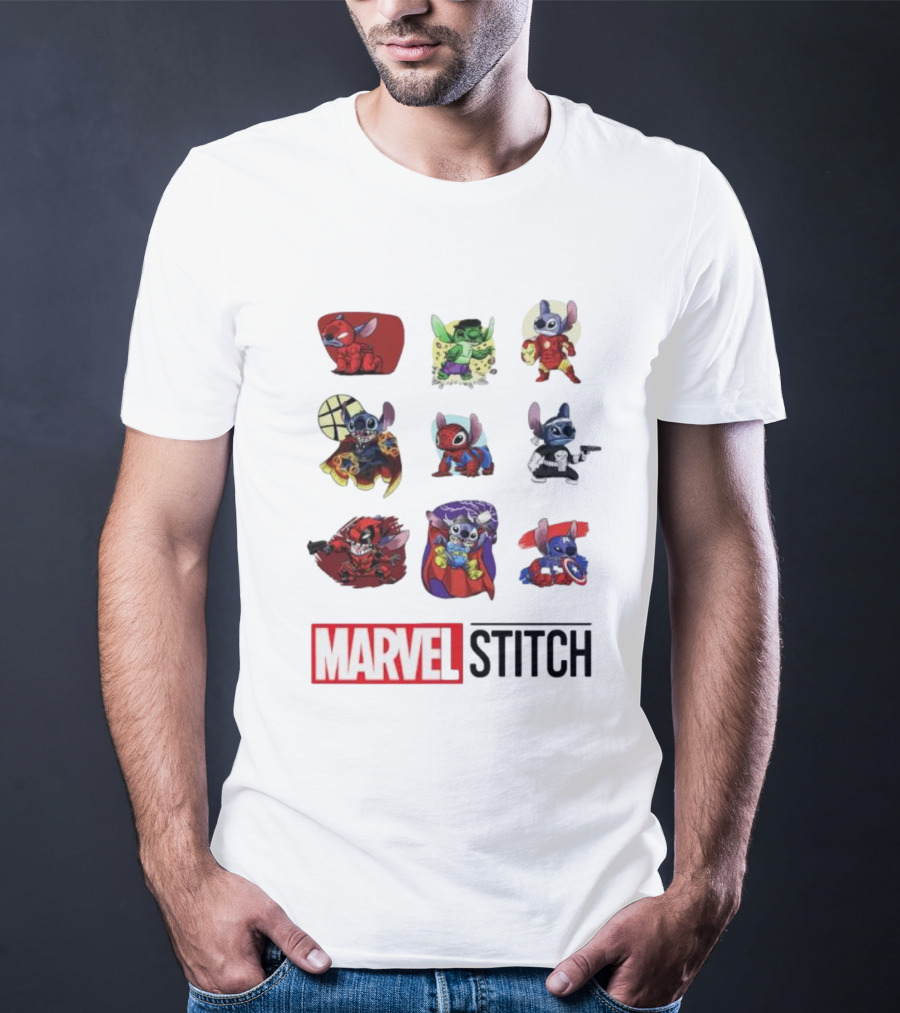 Marvel Stitch Super Hero Characters Collaboration Collection T-Shirt