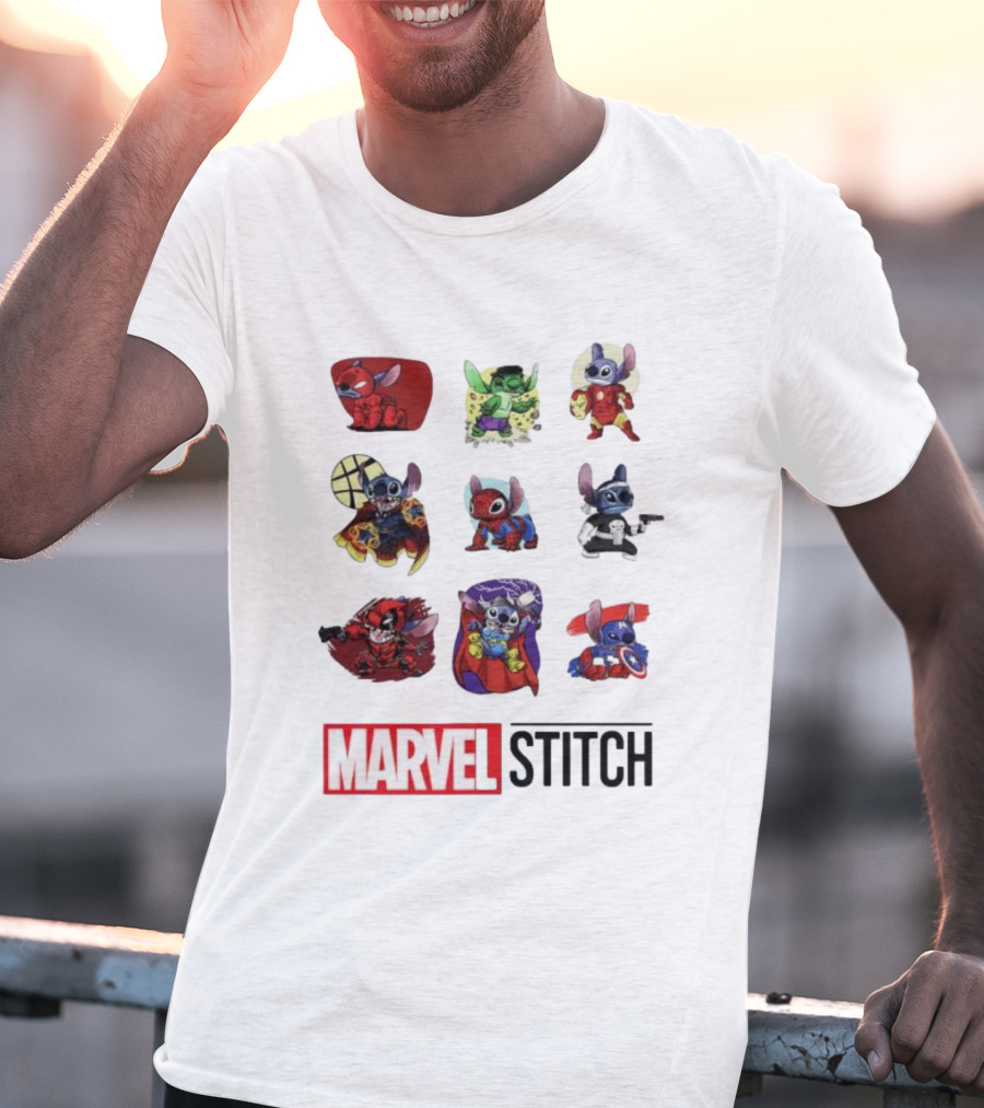 Marvel Stitch Super Hero Characters Collaboration Collection T-Shirt