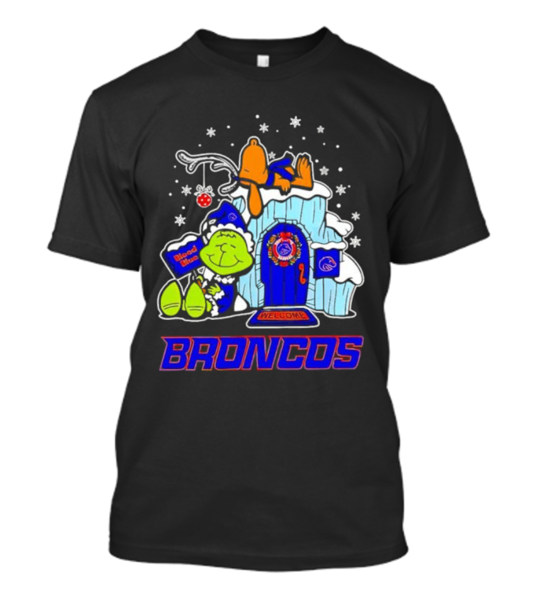 Peanuts Boise State Broncos Grinch Celebrate Merry Xmas T-Shirt