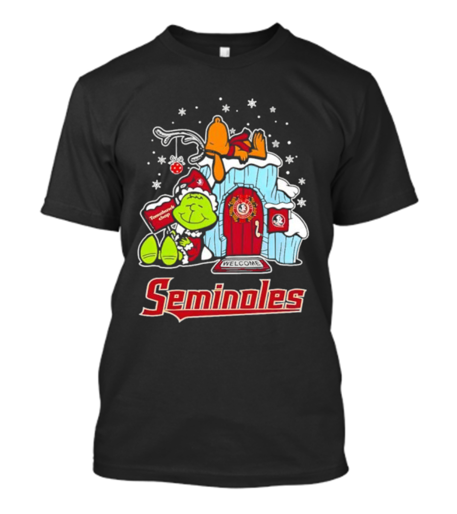 Peanuts Seminoles Grinch Christmas Scene Welcome T-Shirt