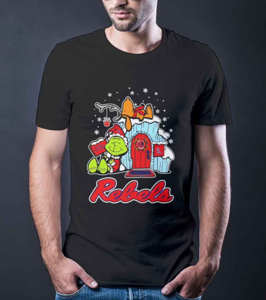 Peanuts Ole Miss Rebels Grinch Snoopy Merry Christmas T-Shirt