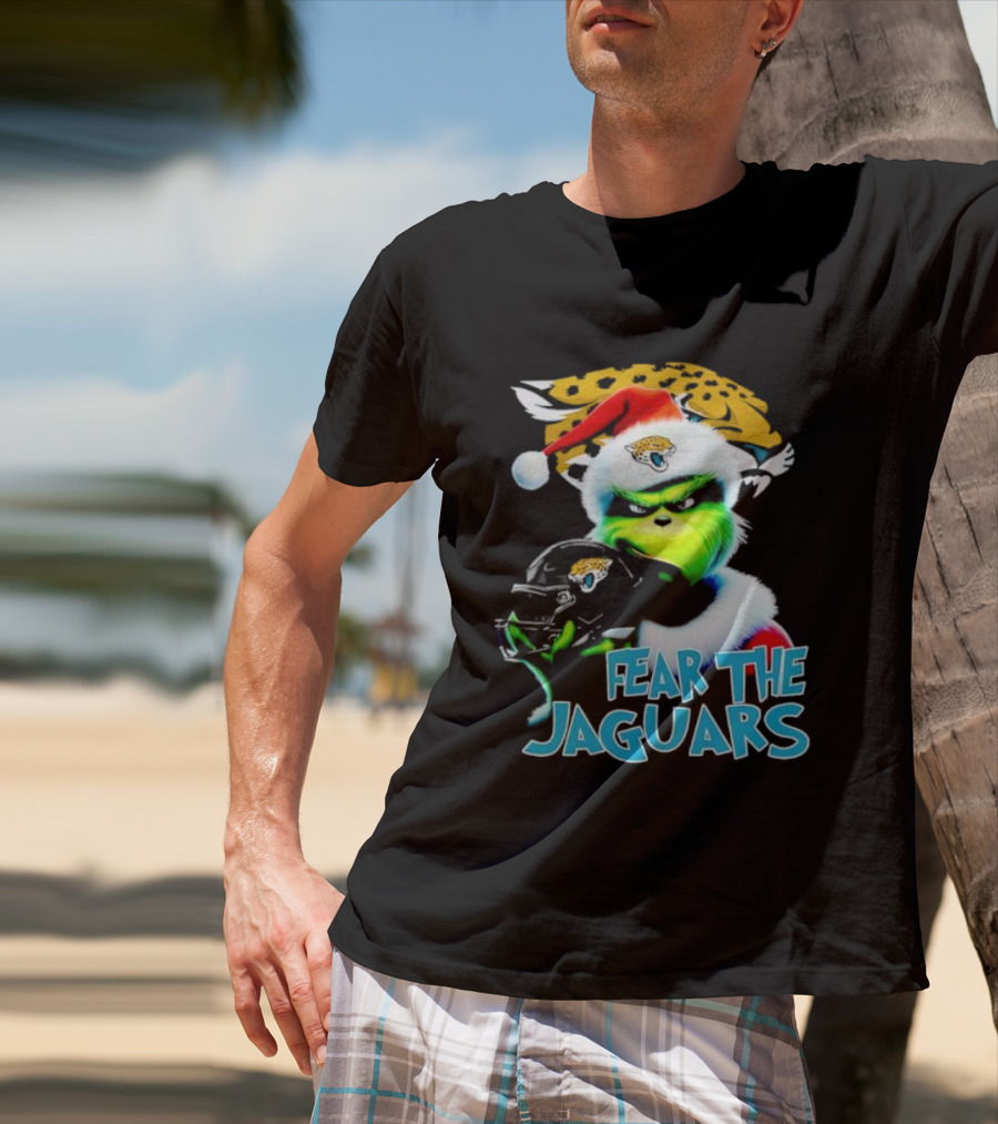 Santa Grinch Fear The Jaguars Jacksonville Jaguars NFL T-Shirt