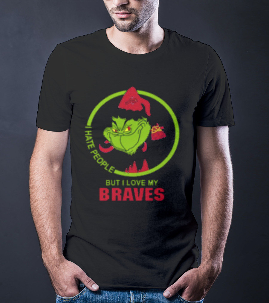 I Hate People But I Love My Braves Atlanta MLB Christmas Grinch T-Shirt