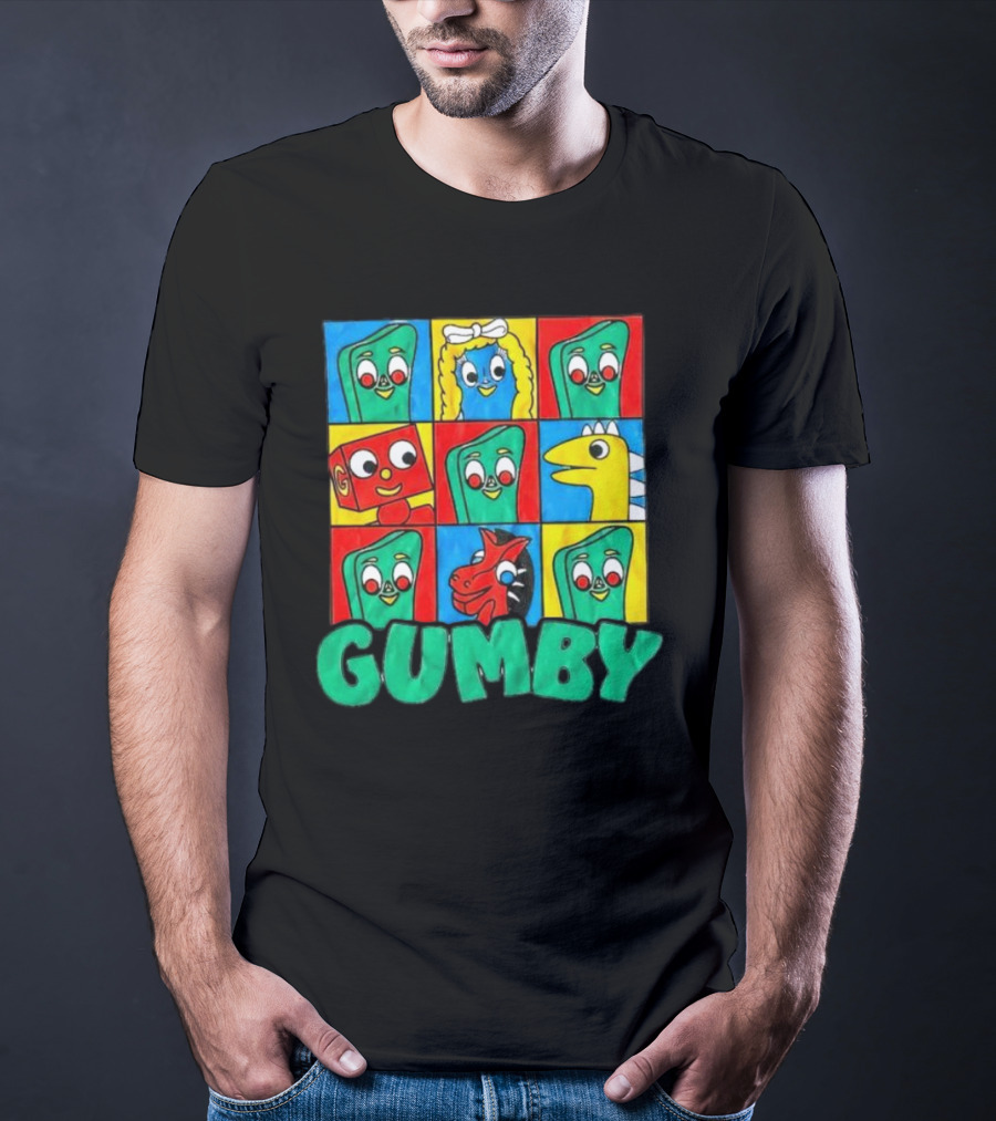 Gumby And Friends Colorful Cartoon Character Grid T-Shirt