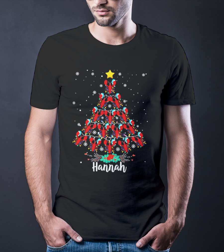 Hannah Lobster Christmas Tree With Star And Snowflakes T-Shirt