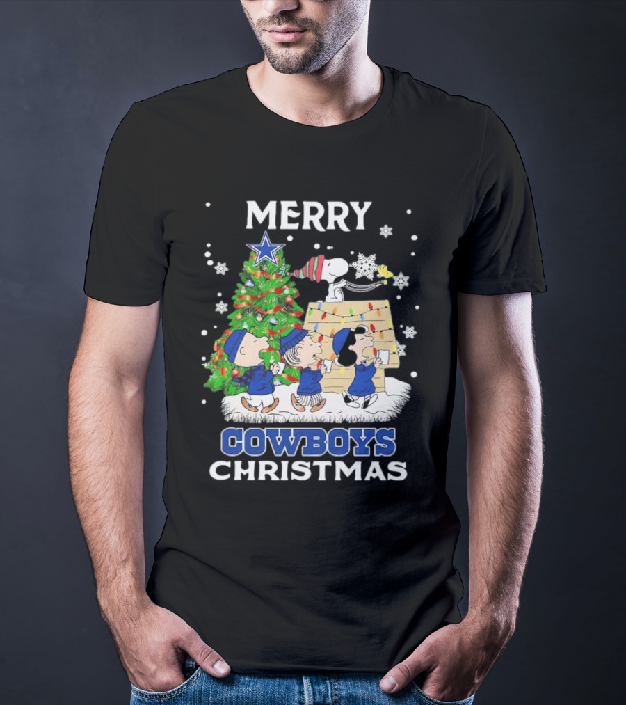 Merry Cowboys Christmas Peanuts Characters Dallas T-Shirt