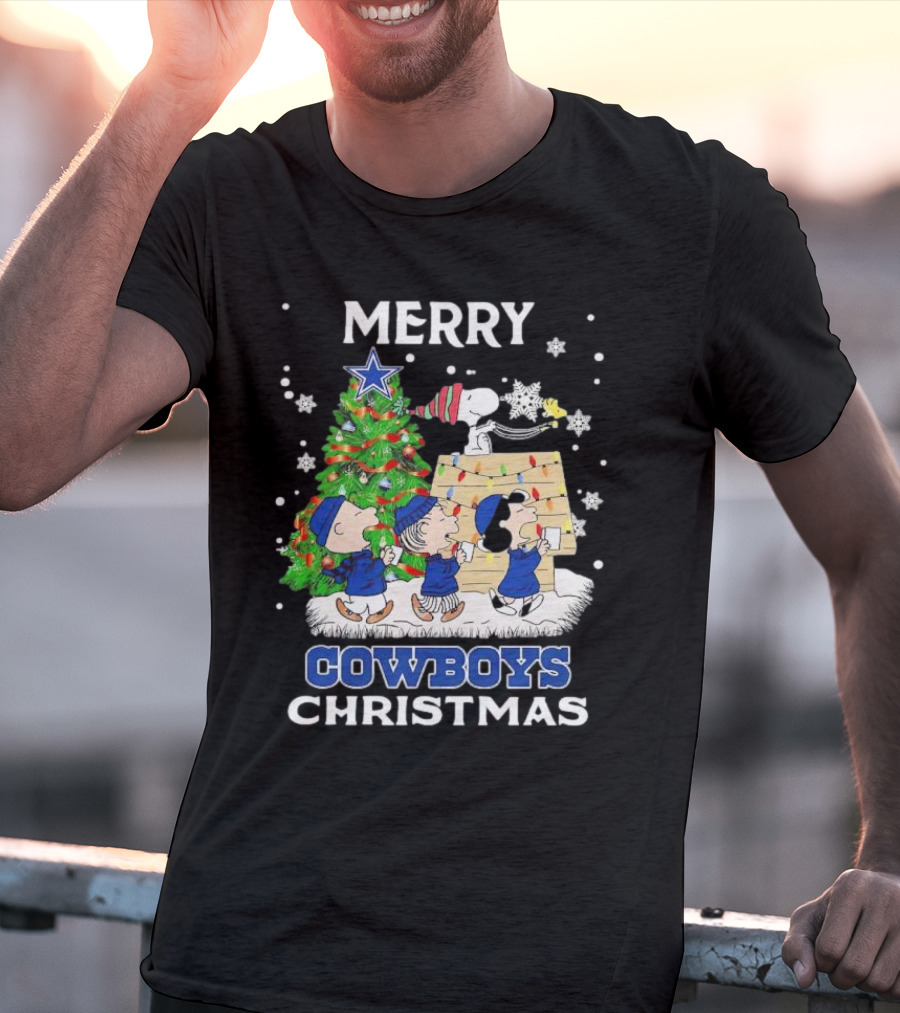 Merry Cowboys Christmas Peanuts Characters Dallas T-Shirt