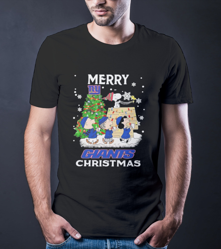 Merry Christmas Peanuts New York Giants T-Shirt