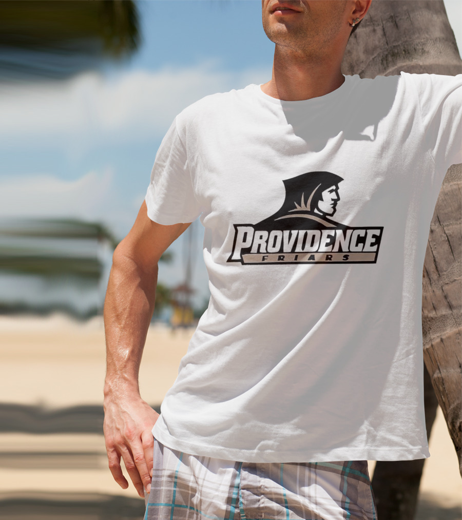 Providence Friars Athletics Team Emblem Iconic Black And White Hooded Figure T-Shirt