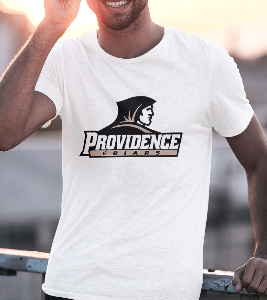 Providence Friars Athletics Team Emblem Iconic Black And White Hooded Figure T-Shirt