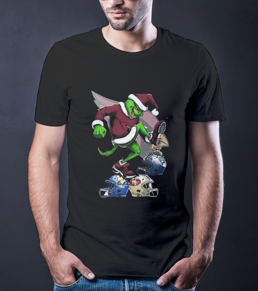 Arizona Cardinals Grinch Stomping Seahawks Rams 49ers Christmas Football Helmets T-Shirt