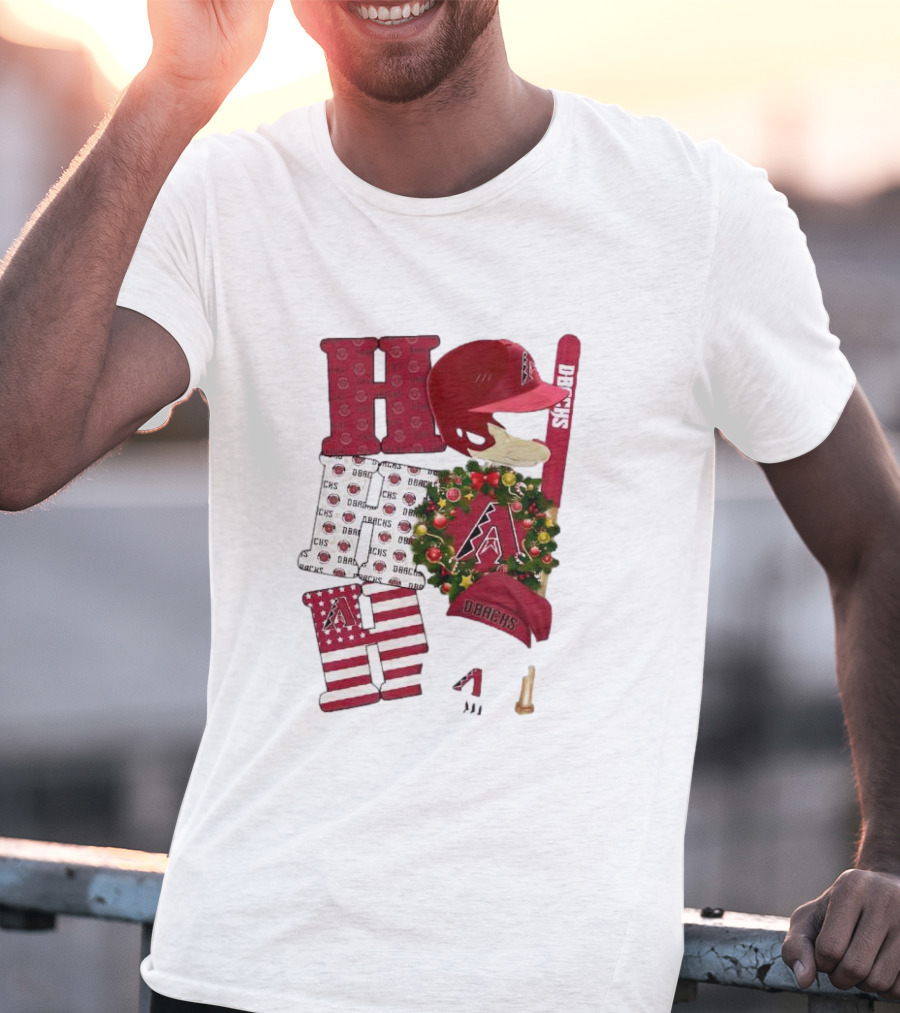 Arizona Diamondbacks D-Backs Ho Ho Ho Merry Christmas Holiday Baseball T-Shirt