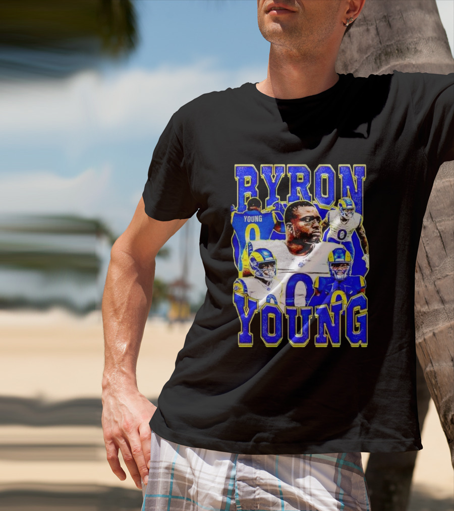 Byron Young Los Angeles Rams Picture Collage T-Shirt