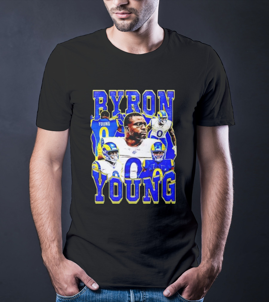 Byron Young Los Angeles Rams Picture Collage T-Shirt