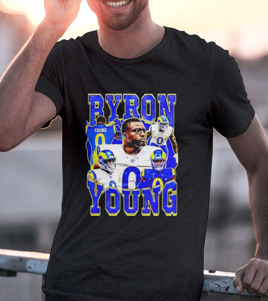 Byron Young Los Angeles Rams Picture Collage T-Shirt