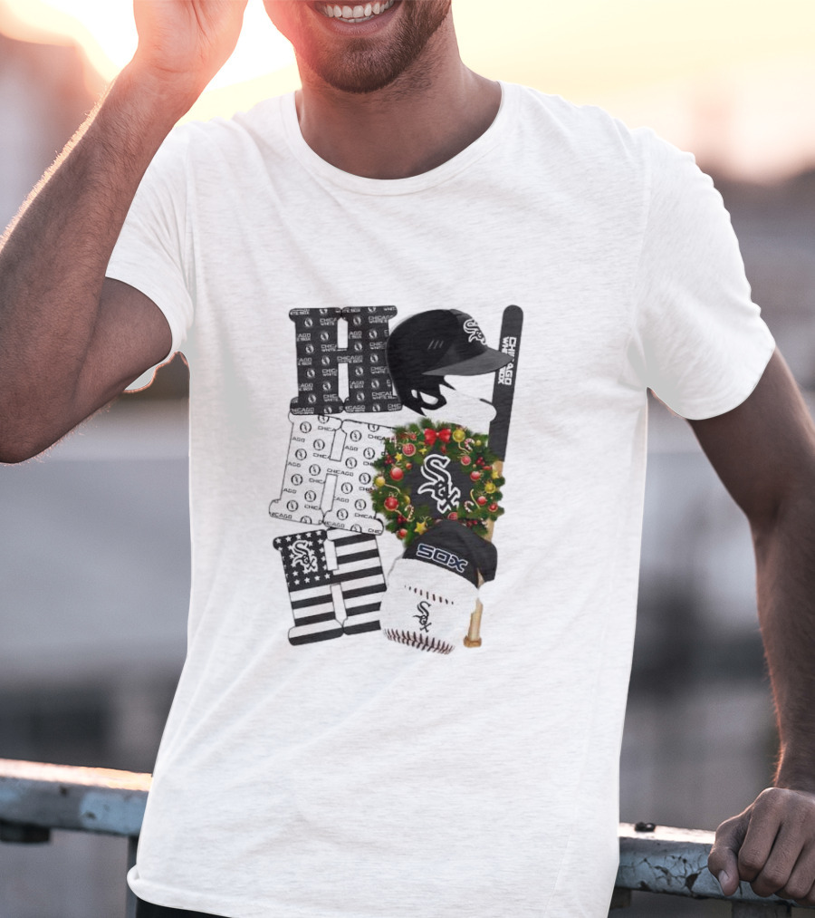 Chicago White Sox Christmas Ornaments And Sox Baseball Gear Wreath T-Shirt