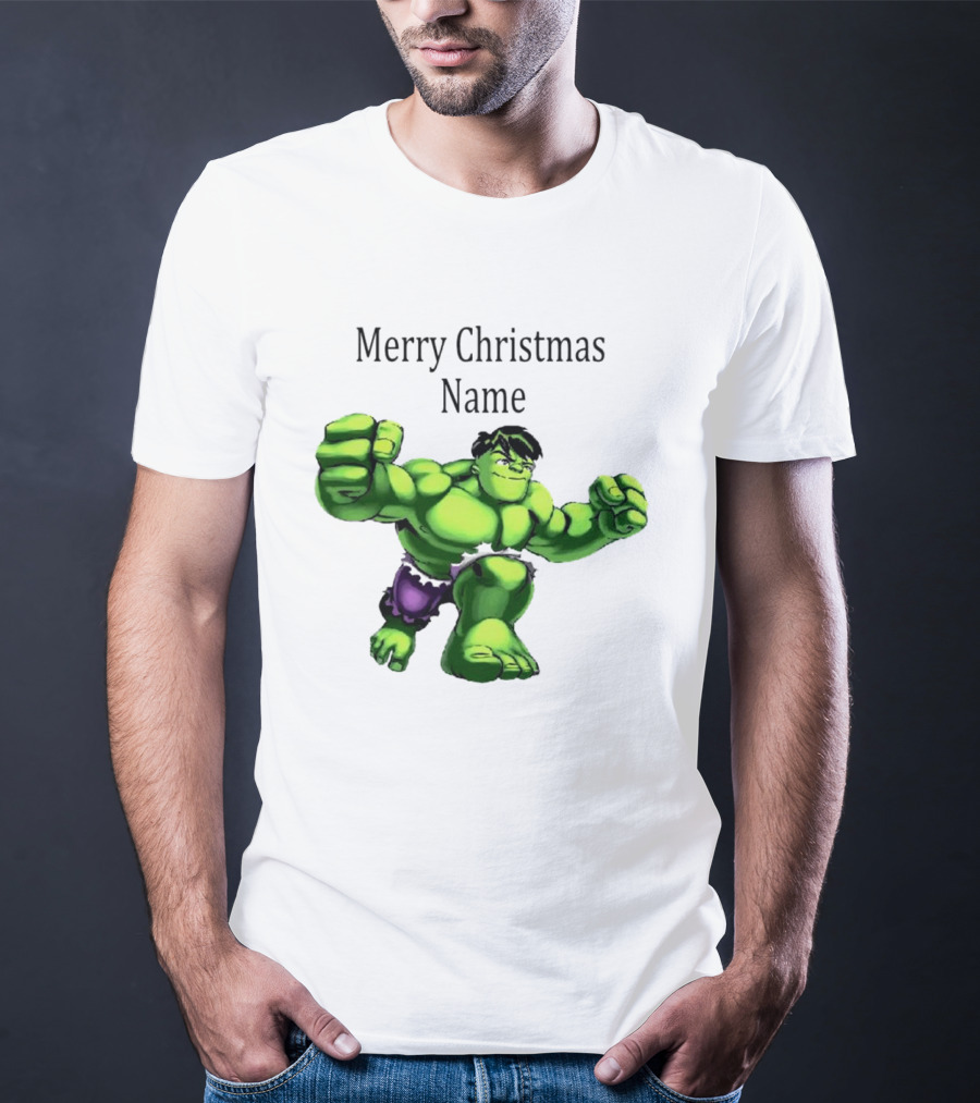 Merry Christmas Name Hulk Green T-Shirt