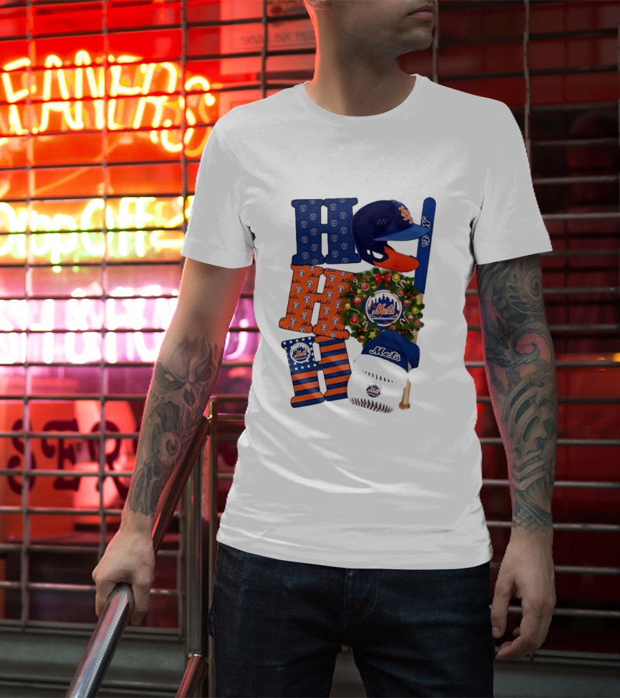 New York Mets Ho Ho Ho Merry Christmas Mets Baseball Holiday T-Shirt