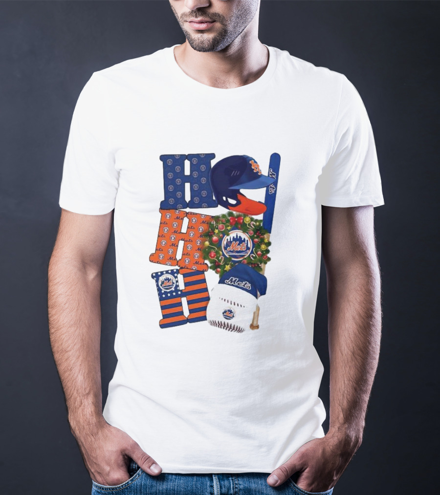 New York Mets Ho Ho Ho Merry Christmas Mets Baseball Holiday T-Shirt
