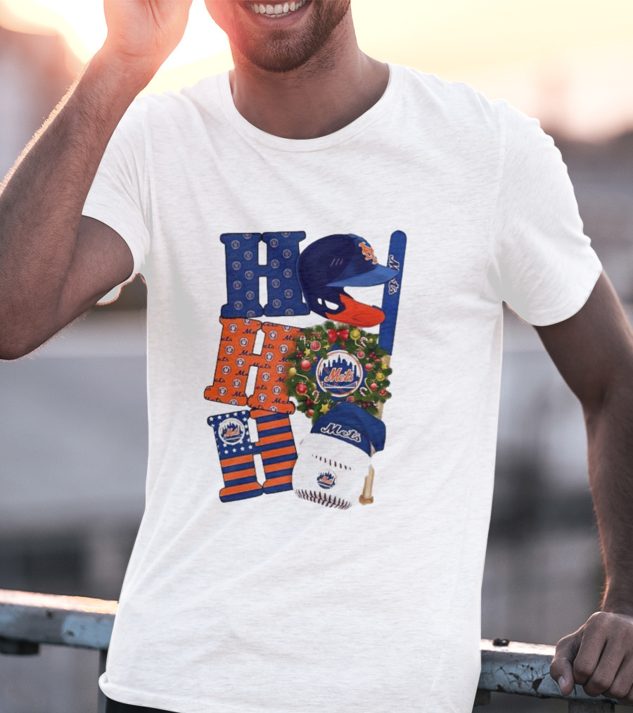 New York Mets Ho Ho Ho Merry Christmas Mets Baseball Holiday T-Shirt