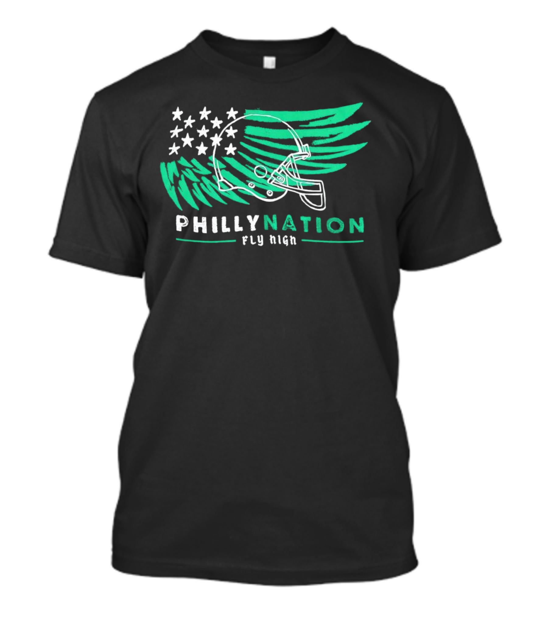 Philly Nation Fly High Philadelphia Eagles Football Helmet Stars Stripes T-Shirt