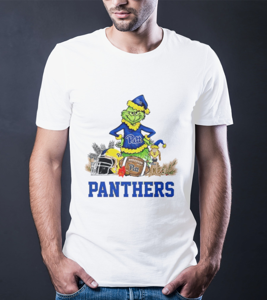Pittsburgh Panthers Grinch Max Dog Christmas Football T-Shirt