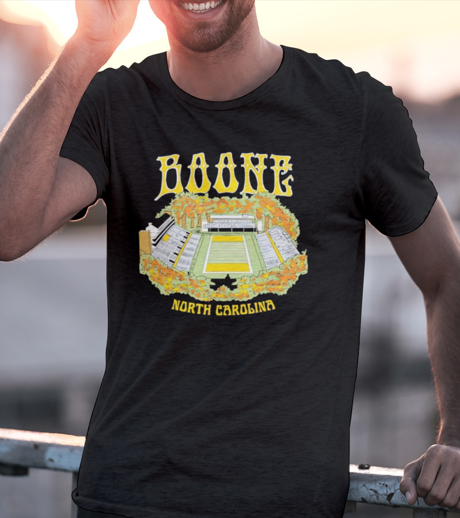 Boone North Carolina Stadium Football Field Autumn Leaves T-Shirt