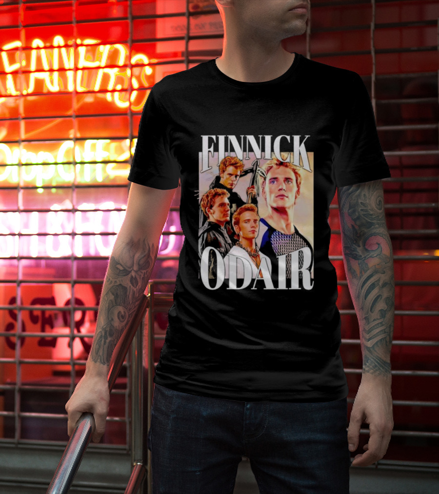 Finnick Odair Character Collage With Weaponry Elements T-Shirt