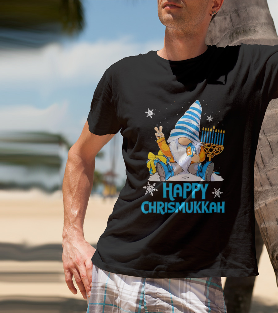 Happy Chrismukkah Gnome Menorah Snowflakes T-Shirt