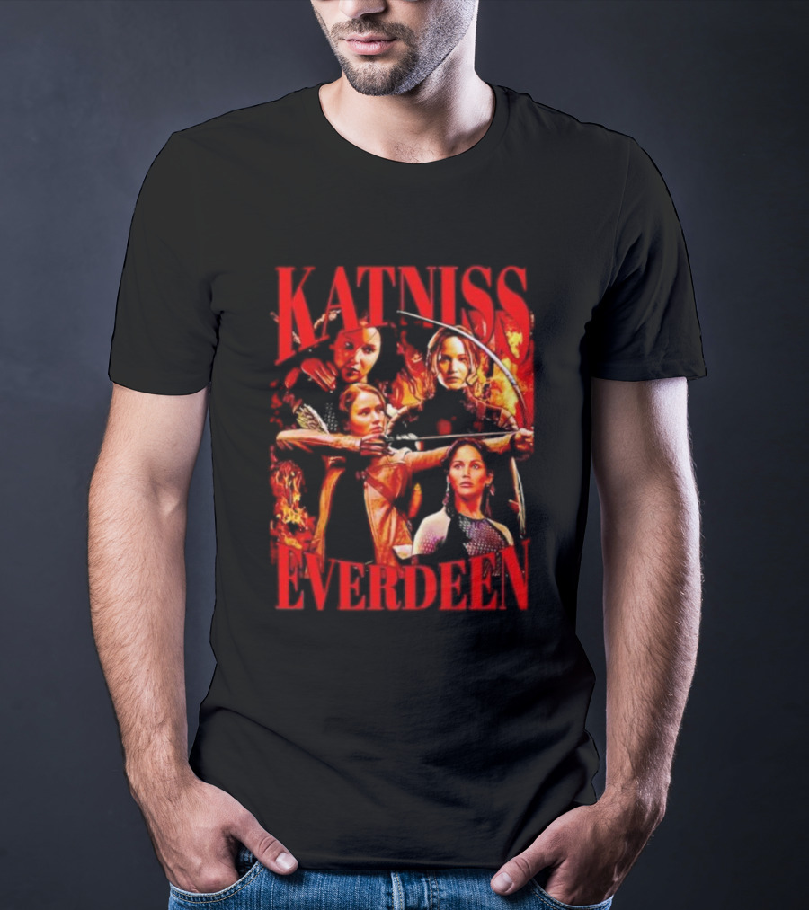 Katniss Everdeen Fiery Bow And Arrow Montage T-Shirt