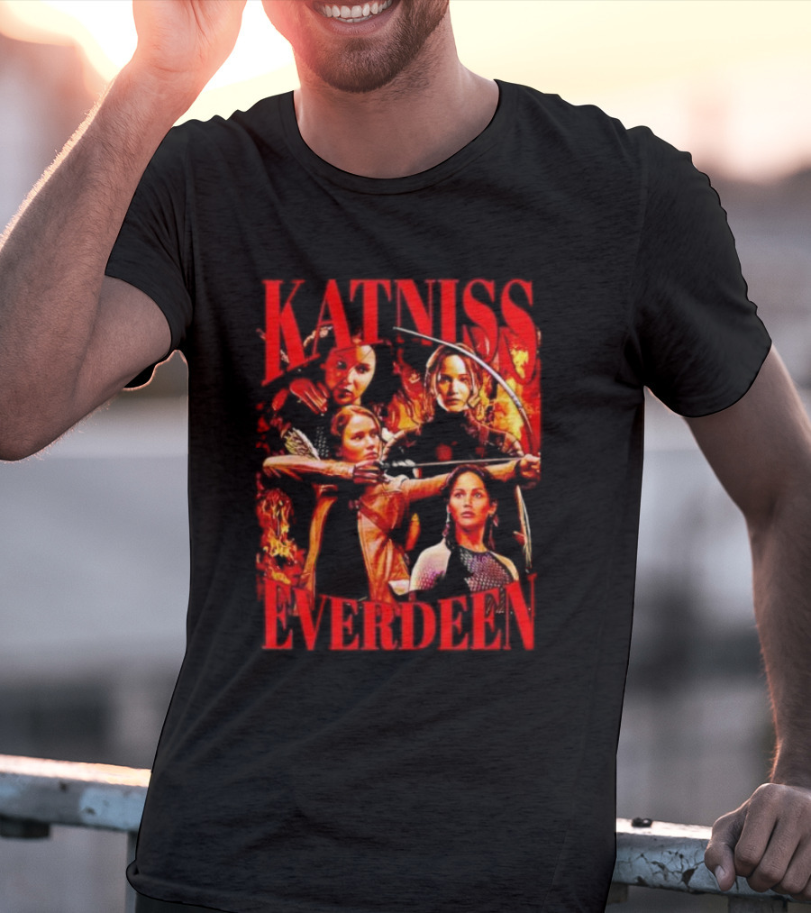Katniss Everdeen Fiery Bow And Arrow Montage T-Shirt