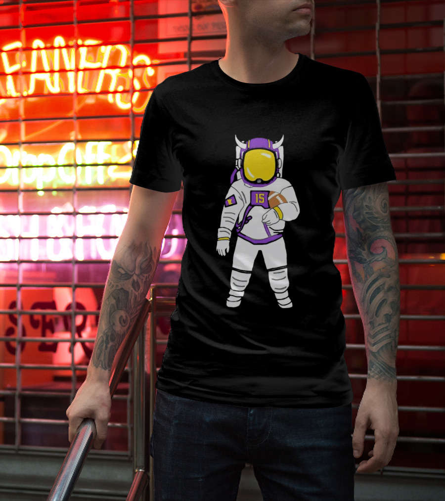 Passtronaut Minnesota Astronaut Football Purple 15 T-Shirt