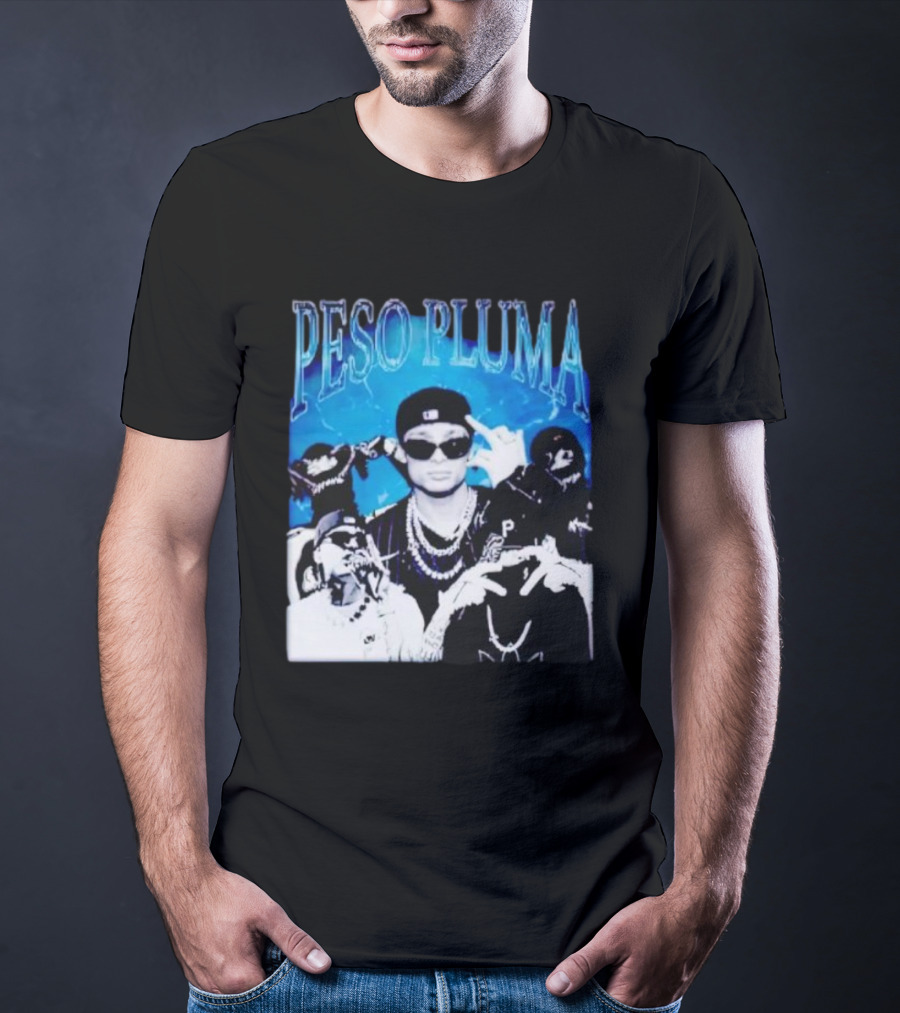 Peso Pluma Vintage Hip Hop Style Blue Tones T-Shirt