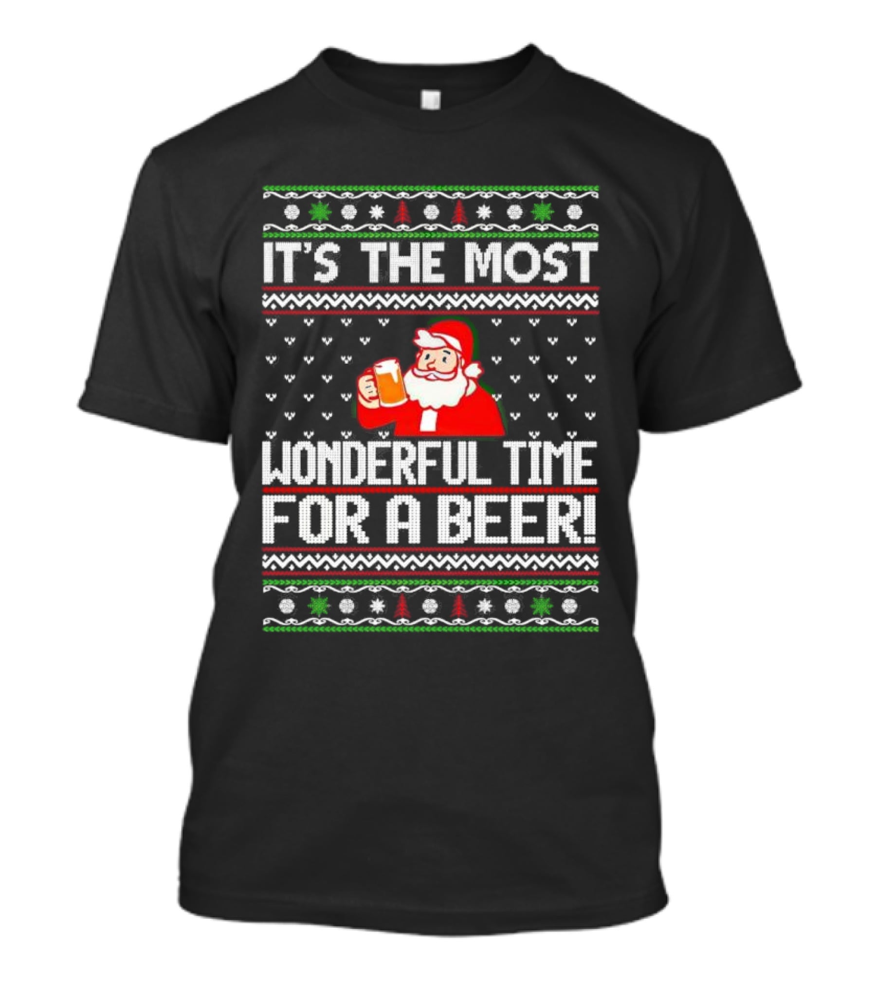 It's The Most Wonderful Time For A Beer Santa Christmas T-Shirt