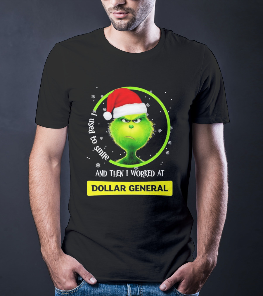 Santa Grinch I Used To Smile And Then I Worked At Dollar General Christmas T-Shirt